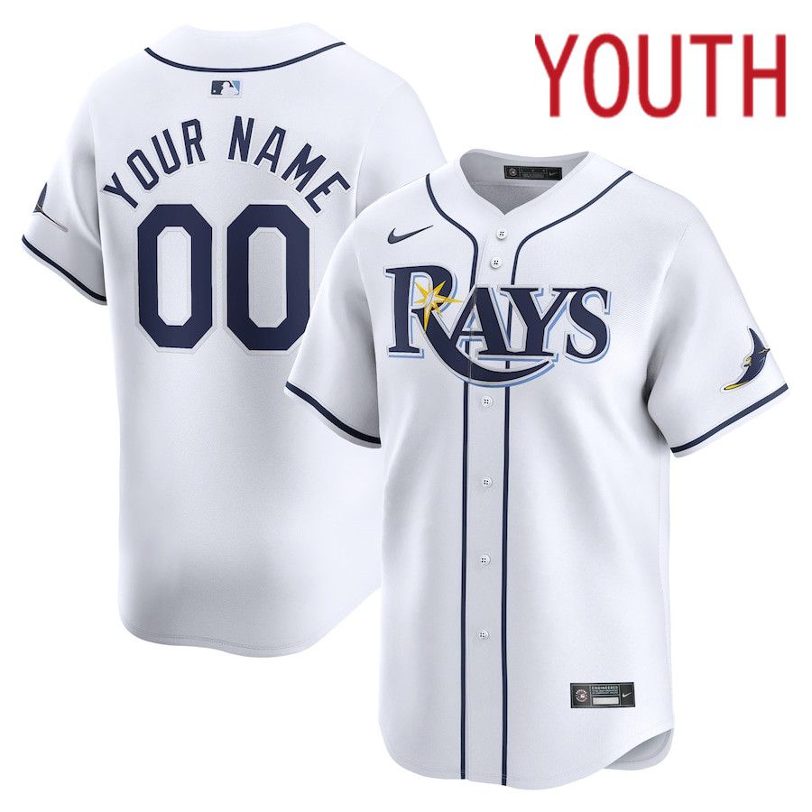 Youth Tampa Bay Rays Nike White Home Limited Custom MLB Jersey->customized mlb jersey->Custom Jersey